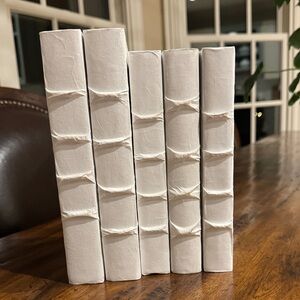 5 White Decorative Book Set
2 books measure 9.5 x 6.5
3 books measure 8.5 x 6
